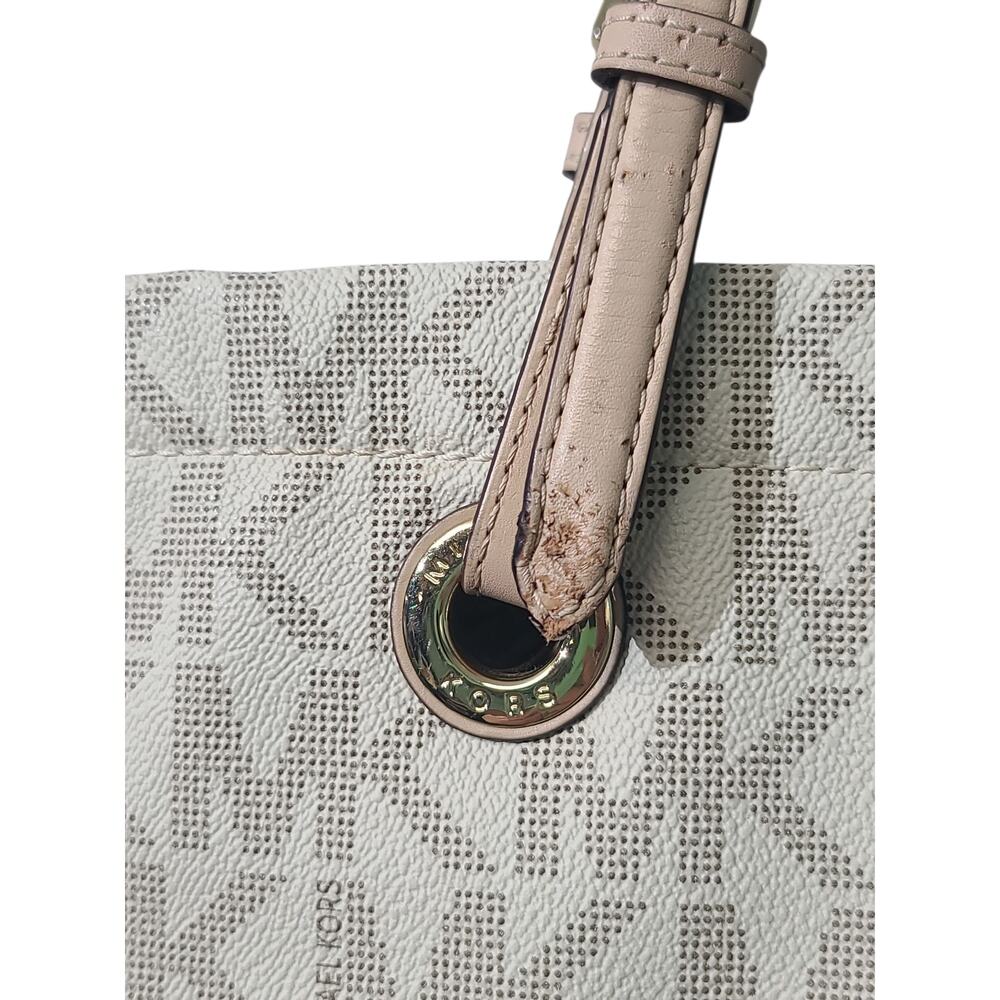 Michael Michael Kors Jet Set Logo Monogram Tote Cream - Picture 3 of 7
